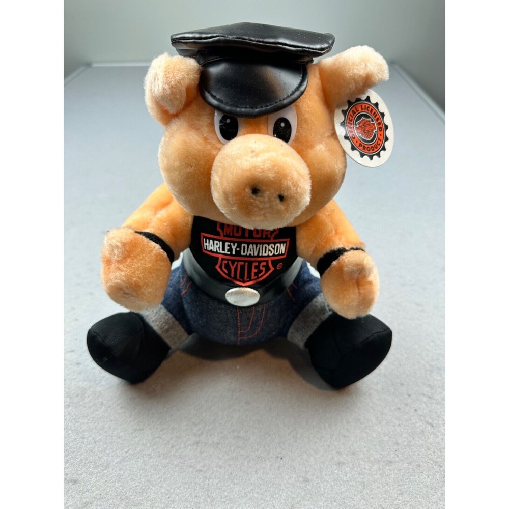 Vintage 1998 Play By Play Harley-Davidson Biker Pig  8" Stuffed Plush Animal Hog